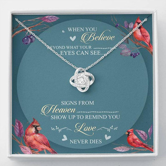 When You Believe Beyond What Your Eyes Can See Love Knot Necklace Cardinal Bird - Thegiftio