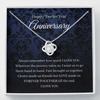 Wife Necklace, 12Th Wedding Anniversary Necklace Gift For Wife Silk Or Linen Twelfth Anniversary - Thegiftio