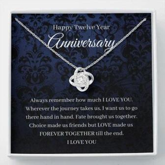 Wife Necklace, 12Th Wedding Anniversary Necklace Gift For Wife Silk Or Linen Anniversary - Thegiftio UK
