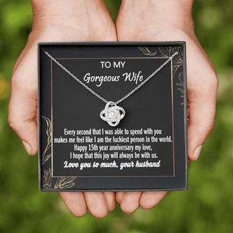 Wife Necklace, 15Th Wedding Anniversary Necklace Gift For Wife, To My Gorgeous Wife Anniversary Necklace Gift, Fifteenth Anniversary Necklace - Thegiftio UK