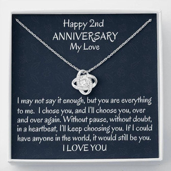 Wife Necklace, 2Nd Wedding Anniversary Necklace Gift For Wife, Two Year Anniversary Necklace Gift For Her Anniversary - Thegiftio UK