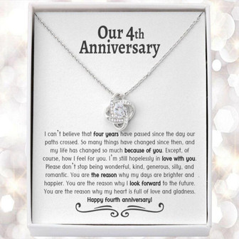 Wife Necklace, 4 Year Anniversary Necklace, Four Year Anniversary, Gift For Wife, Girlfriend, Fruit/Flower Anniversary, 4Th Wedding Anniversary Necklace - Thegiftio UK