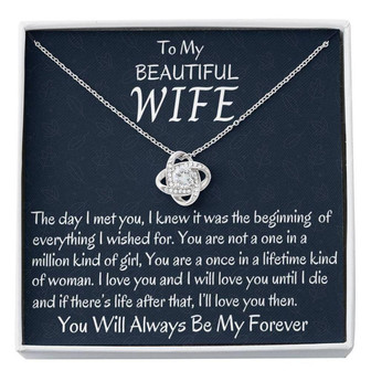 Wife Necklace, Anniversary Necklace Wife Gift Love Knot Necklace, Birthday Gift, Gift For Her, Christmas Gift For Wife - Thegiftio UK