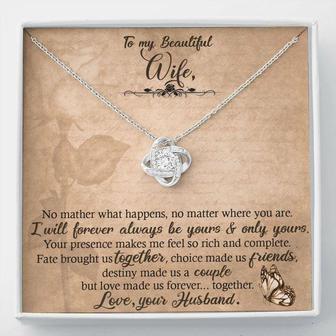 Wife Necklace Cubic Zirconia Love Knot Necklace Personalized Gift Anniversary - Thegiftio UK