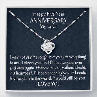 Wife Necklace, Fifth Wedding Anniversary Love Knot Wife Gift, Five Year Anniversary Necklace Gift For Her Anniversary - Thegiftio UK