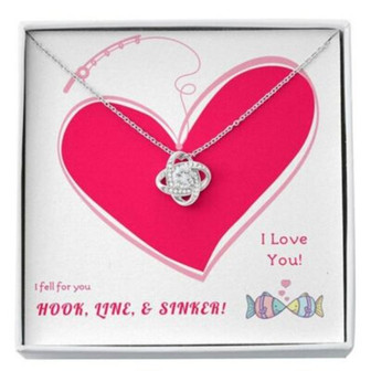 Wife Necklace, Girlfriend Necklace, To My Wife Girlfriend Necklace , I Love You Fishing Hooked Gift Box - Thegiftio UK