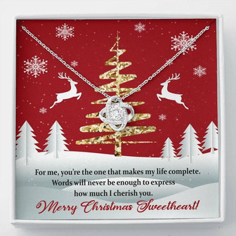 Wife Necklace, Girlfriend Necklace, Wife Girlfriend Christmas Love Knot Necklace Jewelry Gift , Words Not Enough! - Thegiftio