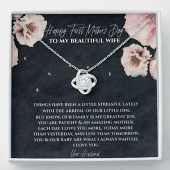 Wife Necklace, Happy First Mother, Day To My Beautiful Wife Necklace Gift From Husband - Thegiftio UK