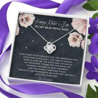 Wife Necklace, Happy Mother, Day To My Beautiful Wife Necklace Gift From Husband - Thegiftio UK