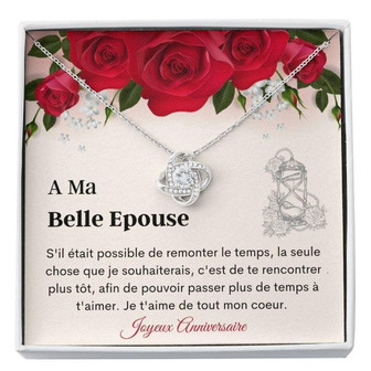 Wife Necklace, Joyeux Anniversaire Epouse , French Anniversary Necklace Gift , Collier Epouse , Love To Wife Keepsake - Thegiftio UK