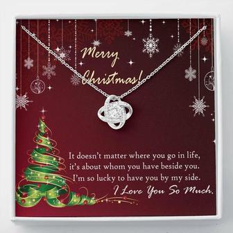Wife Necklace, Love Knot Necklace Christmas To My Wife , Girlfriend So Lucky To - Thegiftio UK