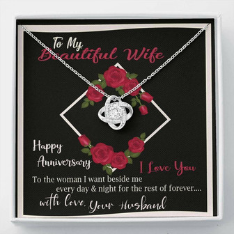 Wife Necklace, Love Knot Necklace , Cubic Zirconia Pendant , Happy Anniversary , To My Beautiful Wife - Thegiftio UK
