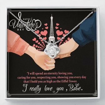 Wife Necklace, Love Knot Necklace Valentines Gift For Wife Jewelry , Eiffel Tower Message Card! - Thegiftio UK