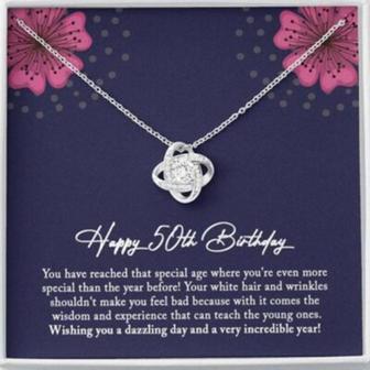 Wife Necklace, Mom Necklace, 50Th Birthday Necklace Gift For Women, 50 Years Old Gift Ideas, Fifty And Fabulous - Thegiftio UK