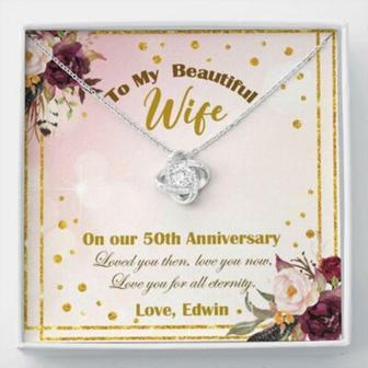 Wife Necklace, Personalized 50Th Wedding Anniversary Necklace Gift, 50Th Golden Anniversary Gift, Custom Name - Thegiftio UK