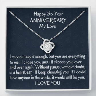 Wife Necklace, Sixth Wedding Anniversary Love Knot Wife Gift, Sixth Year Anniversary Necklace Gift For Her Anniversary - Thegiftio UK