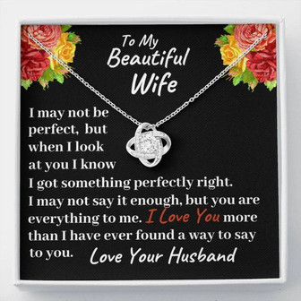 Wife Necklace, To My Beautiful Wife I Love You Love Knot Necklace , Anniversary Birthday Gift For Wife - Thegiftio UK