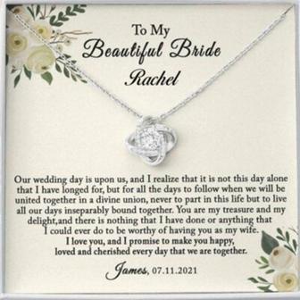 Wife Necklace, To My Bride Necklace Gift On Wedding Day, Gift For Bride From Groom - Thegiftio UK