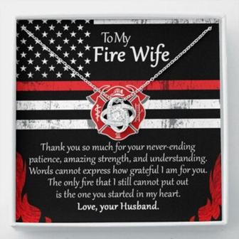 Wife Necklace, To My Fire Wife Necklace From Fireman Husband, Firefighters Wife Gift, Thin Red Line - Thegiftio UK