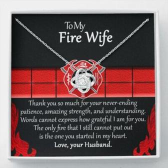 Wife Necklace, To My Fire Wife Necklace From Your Fireman Husband, Firefighters Wife Gift, Thin Red Line - Thegiftio UK