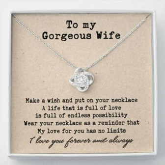 Wife Necklace, To My Gorgeous Wife Necklace , My Love For You Has No Limits Love Knot - Thegiftio UK