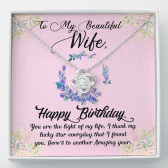 Wife Necklace, To My Wife Love Knot Necklace Cubic Zirconia Pendant Wife Birthday Jewelry Gift - Thegiftio UK
