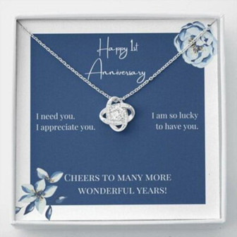 Wife Necklace, To My Wife Necklace Gift , Happy 1St Anniversary Cheers Love Knot Necklace - Thegiftio