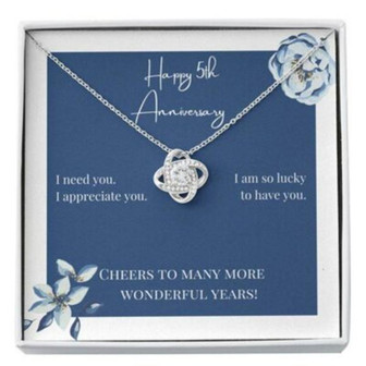 Wife Necklace, To My Wife Necklace Gift , Happy 5Th Anniversary Cheers Love Knot Necklace - Thegiftio