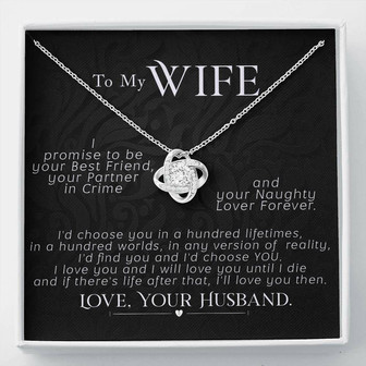 Wife Necklace, To My Wife Necklace, Valentines Day Love Knot Pendant Wife Gift, I Promise To Be - Thegiftio UK