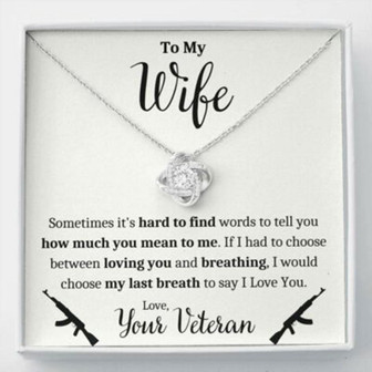 Wife Necklace, To My Wife Veteran , Breathing Love Knot Necklace Gift - Thegiftio UK