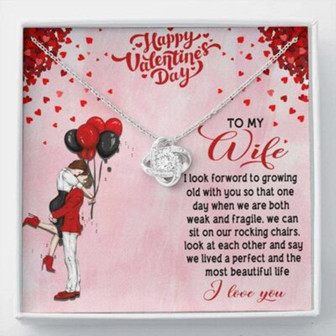 Wife Necklace, Valentine, Day Necklace Gift For Wife, To My Wife I Look Forward To Growing Old With You - Thegiftio UK