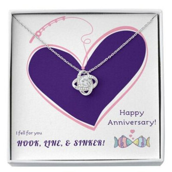 Wife Necklace, Wife , Girlfriend , Anniversary Fishing Card & Love Knot Necklace - Thegiftio UK