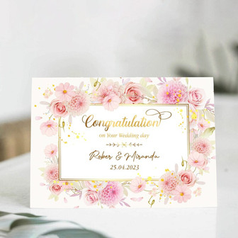 Congratulations Wedding Card, Newlyweds Bride and Groom Wedding Card | Mazezy