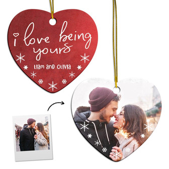 Personalized I Love Being Yours Ornament | Ceramic Ornament | Wedding Anniversary Gift For Couple | Christmas | Couple Christmas Ornament - Thegiftio