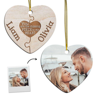 Personalized You Are The Missing Piece Ornament | Ceramic Ornament | Gift For Couple | Christmas | Couple Christmas Ornament - Thegiftio UK