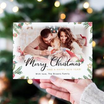 Custom Photo Card, Family Holiday Card With Love, Folded Christmas Cards | Mazezy