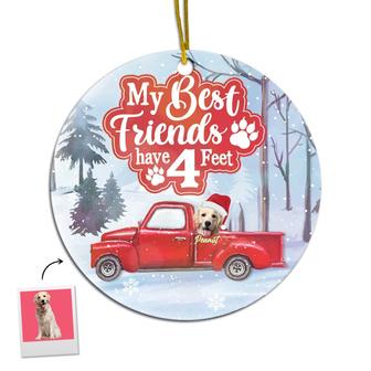 Personalized My Bff Have 4 Feet Ornament | Ceramic Ornament | Pet Christmas Gift | Dog Christmas Ornaments - Thegiftio UK