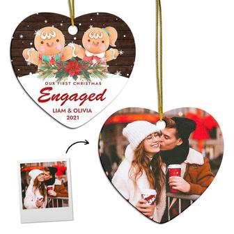 Personalized Gingerbread Couple Ornament | Ceramic Ornament | First Christmas Engaged Gift Couple | Gingerbread | Engagement Christmas Ornaments - Thegiftio UK