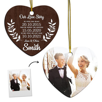 Custom Our Love Story Ornament | Ceramic Ornament | First Christmas Married Couple Gift | First Christmas Married Ornament - Thegiftio UK