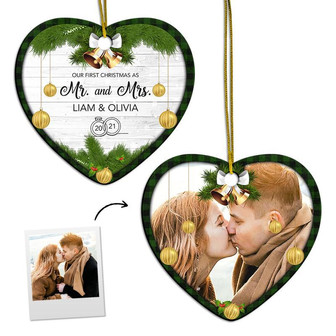 Personalized Close To Her Heart Ornament | Ceramic Ornament | Gift For Couple | Christmas | First Christmas Married Ornament - Thegiftio UK