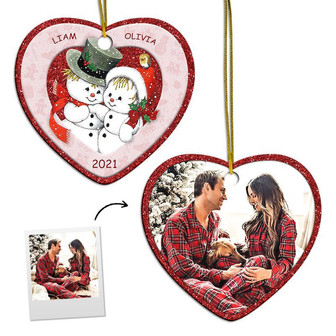 Personalized Smooching Snowmen Ornament | Ceramic Ornament | Christmas Gift For First Married Couple | Snowmen | First Christmas Married Ornament - Thegiftio UK