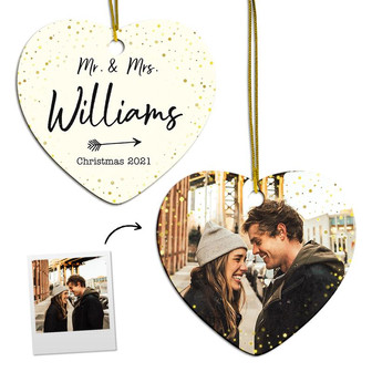 Personalized Sparkling Love Ornament | Ceramic Ornament | Best Present For Couple | Christmas | First Christmas Married Ornament - Thegiftio