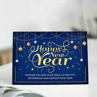 Happy New Year, New Year Card, Folded Card, Greeting Card, Merry Xmas Card | Mazezy