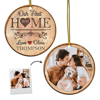 Personalized Our First Home Ornament | Ceramic Ornament | Christmas Gift For Home Decor | New Home Ornament - Thegiftio