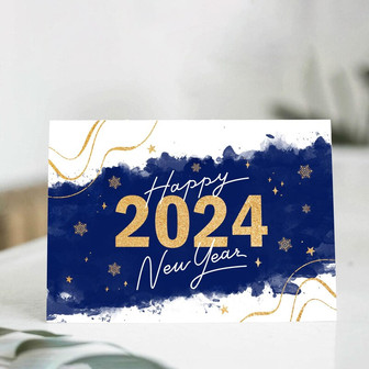 New Years Card, Happy New Year, New Years Greetings, Folded Greeting Card | Mazezy