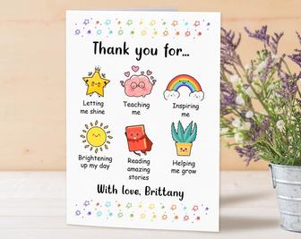 Personalised Teacher and Nursery Thank You Card, End Term For Teachers | Mazezy
