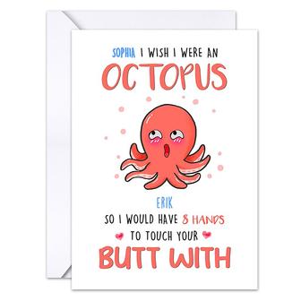 Personalized Funny Card for Girlfriend Lovely Octopus Greeting Card | Mazezy