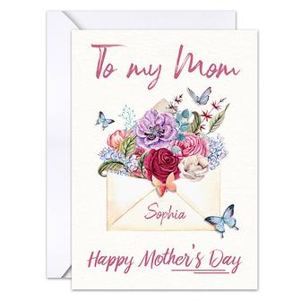 Personalized Happy Mother's Day Card Floral Letter To Mom Greeting Card | Mazezy