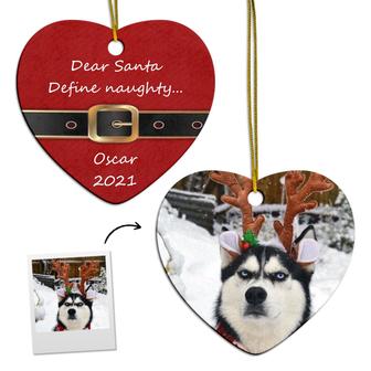 Personalized Define Naughty Ornament | Ceramic Ornament | Gift For Pet | Christmas | Pet Christmas Ornaments - Thegiftio UK