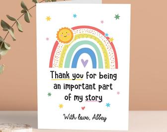 Teacher Thank You Card, Personalized Rainbow Teacher Thank You Card | Mazezy